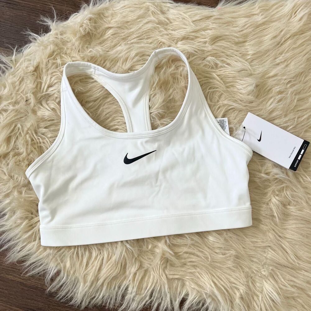 NWT White Nike Swoosh Training Bra S